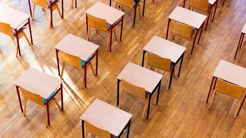 Rows of school desks