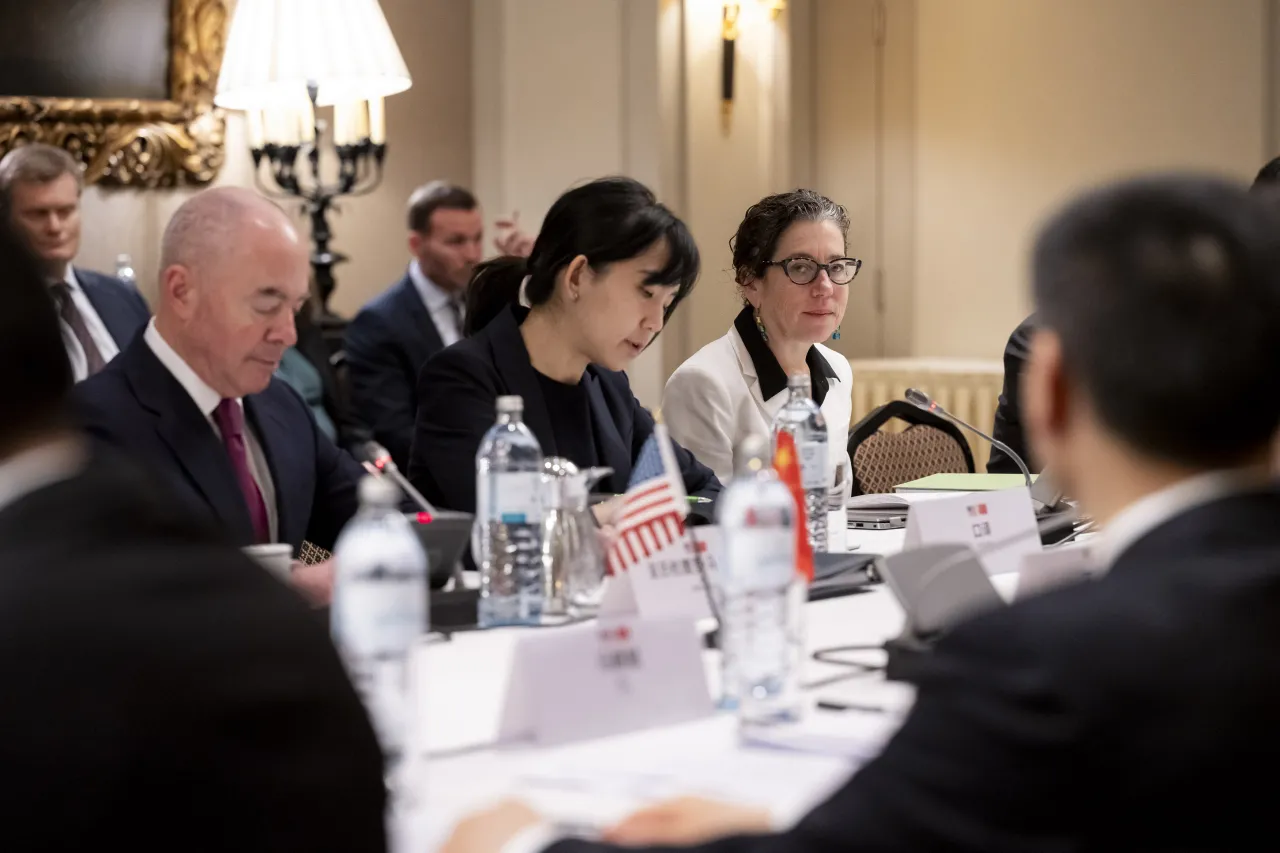 Image: DHS Secretary Alejandro Mayorkas Participates in a Bilateral Meeting with Minister Wang Xiaohong (079)