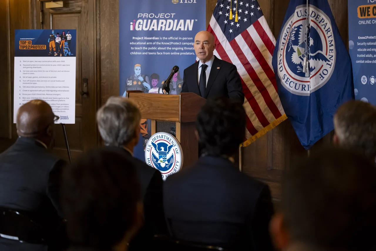 Image: DHS Secretary Alejandro Mayorkas Holds a Press Conference for the Launch of Know2Protect  (021)