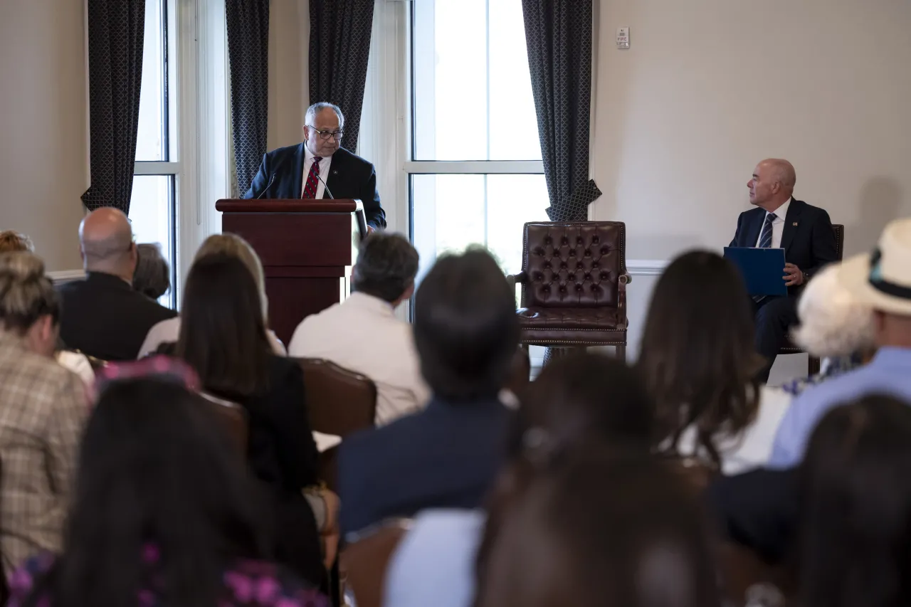 Image: DHS Secretary Alejandro Mayorkas Gives Remarks During the White House Cuban Diaspora Day (004)
