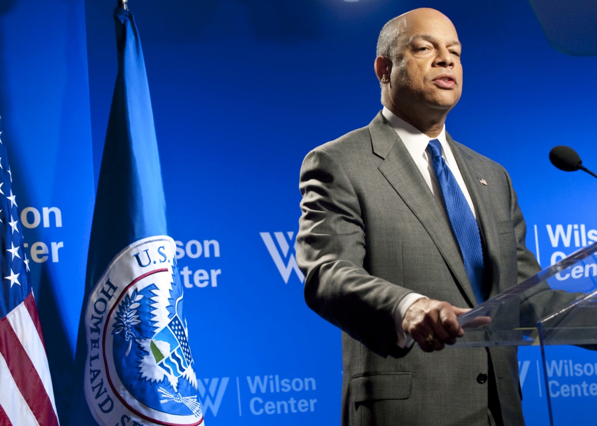 Secretary Johnson delivers a speech at the Wilson Center. 