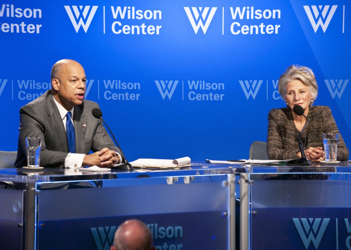 Secretary Johnson participates in a conversation at the Wilson Center. 