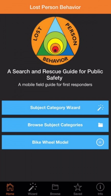 screenshot of the Lost Person Behavior App
