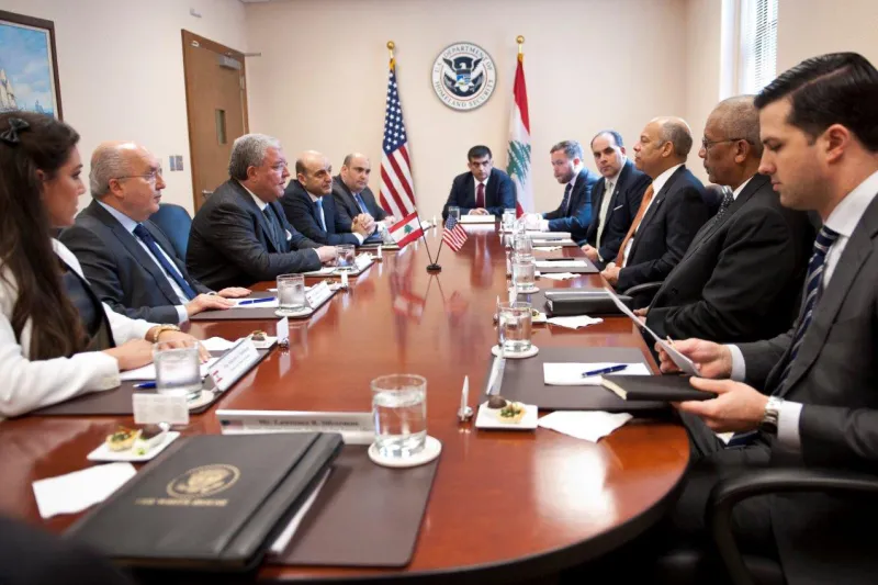 On March 26, 2015, Secretary of Homeland Security Jeh Johnson met with Lebanese Interior Minister Nouhad Al-Mashnouq to discuss a variety of homeland security related priorities, and reiterate the commitment of the United States to work collaboratively with its international partners to share information and combat common threats.   DHS photo by Barry Bahler.