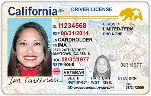 Example of REAL ID from California