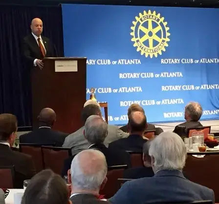 Secretary Johnson delivers remarks at the Rotary Club of Atlanta (DHS Photo/Barry Bahler)
