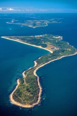 Ariel photo of an island known as Plum Island Animal Disease Center