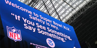 If You See Something, Say Something sign at the Superbowl