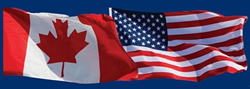 The flags of the United States and Canada