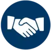 two hands shaking on blue background icon