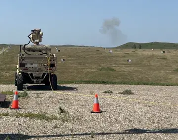 A kinetic mitigation system brings down a drone during the North Dakota field demonstration.