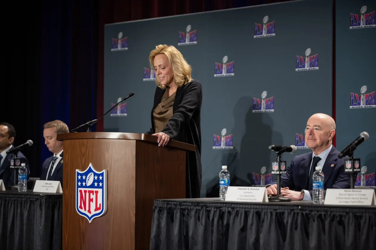 Image: DHS Secretary Alejandro Mayorkas Delivers Remarks at Super Bowl Press Conference (068)