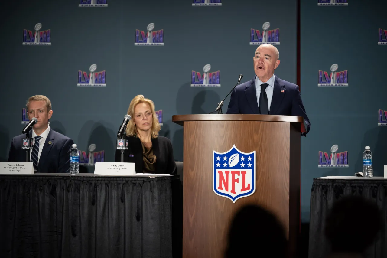 Image: DHS Secretary Alejandro Mayorkas Delivers Remarks at Super Bowl Press Conference (070)