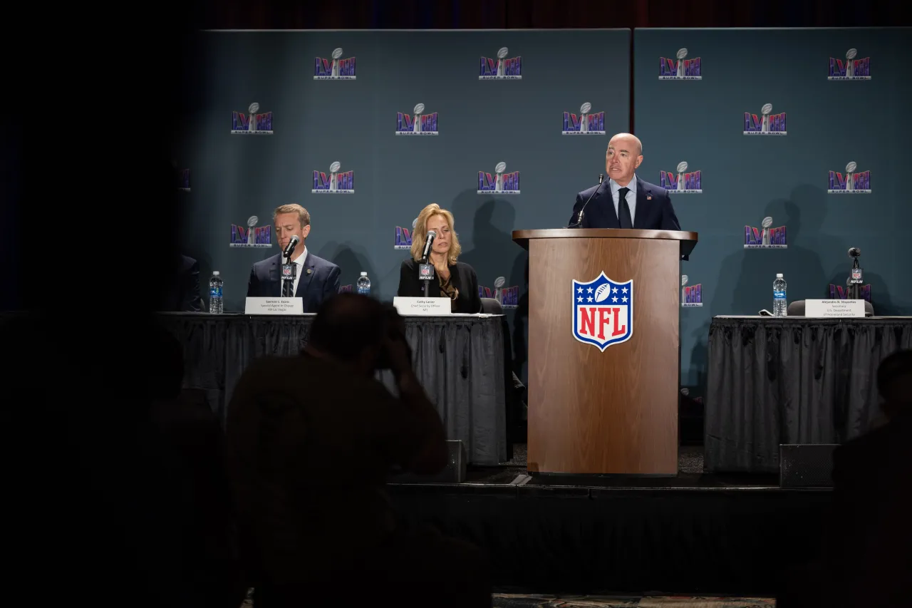 Image: DHS Secretary Alejandro Mayorkas Delivers Remarks at Super Bowl Press Conference (071)