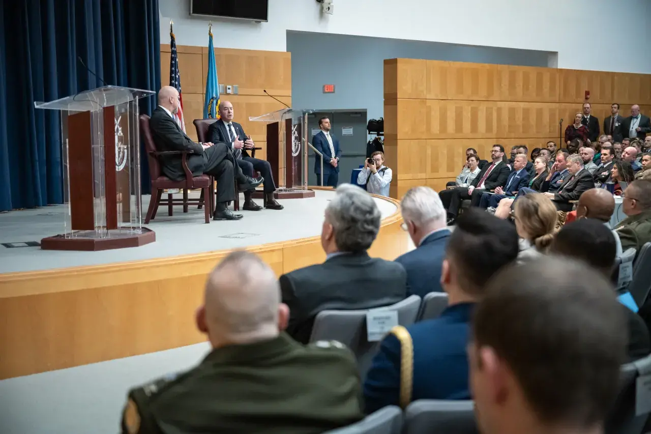 Image: DHS Secretary Alejandro Mayorkas Delivers Remarks at National Defense University President's Lecture Series (009)
