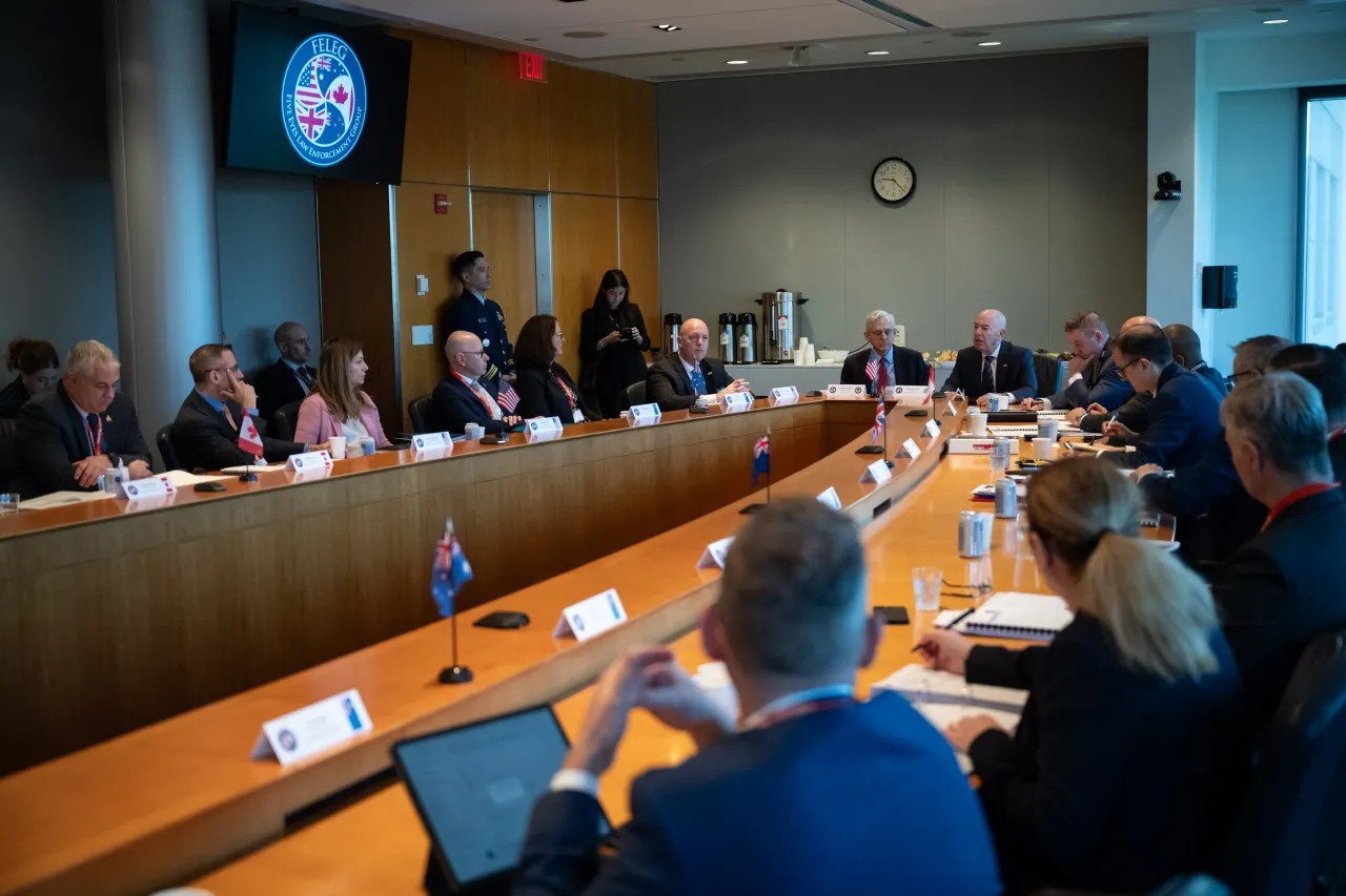 Image: DHS Secretary Alejandro Mayorkas Delivers Remarks at Five Eyes Law Enforcement Group Annual Principles Meeting (017)