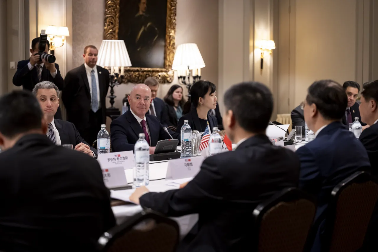 Image: DHS Secretary Alejandro Mayorkas Participates in a Bilateral Meeting with Minister Wang Xiaohong (093)