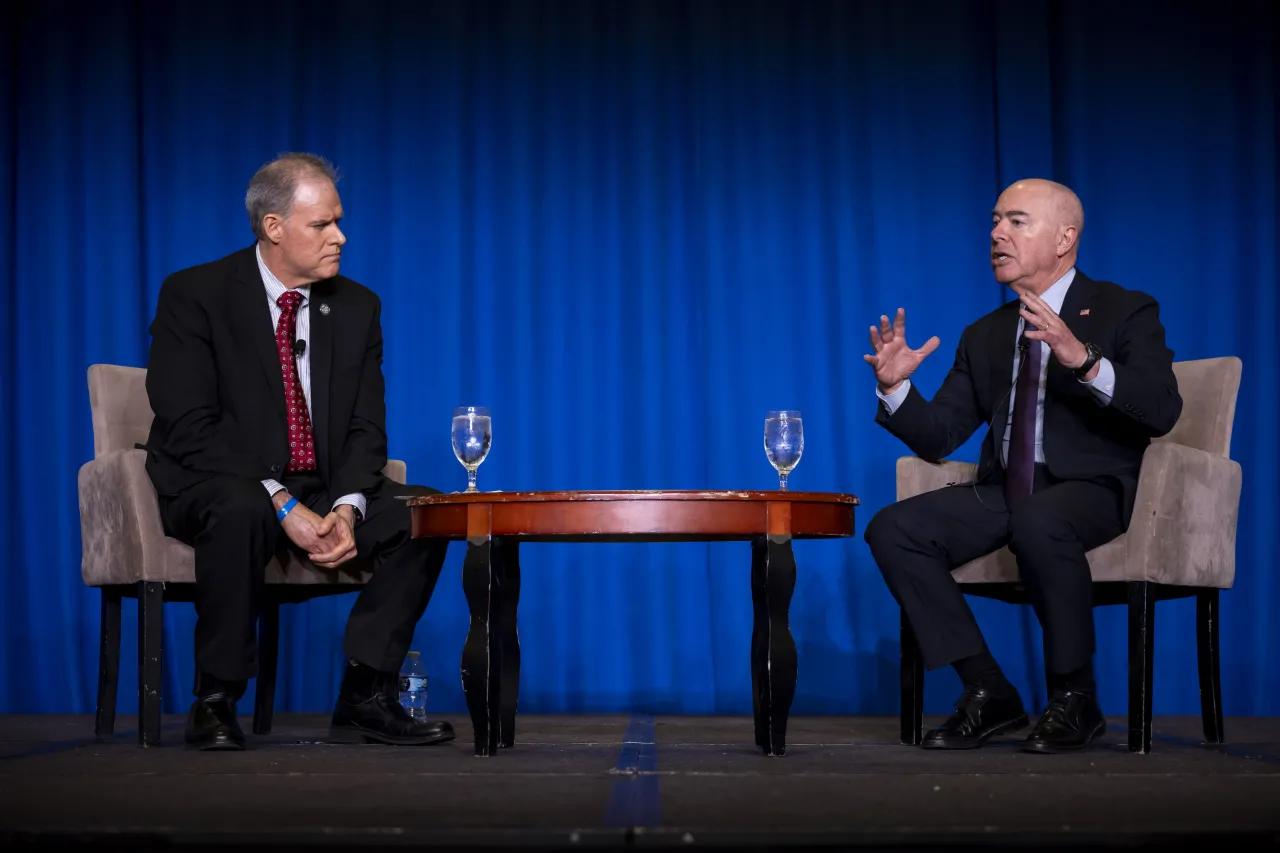 Image: DHS Secretary Alejandro Mayorkas Participates in a Fireside Chat at the National Fusion Center Association Annual Training Event (015)