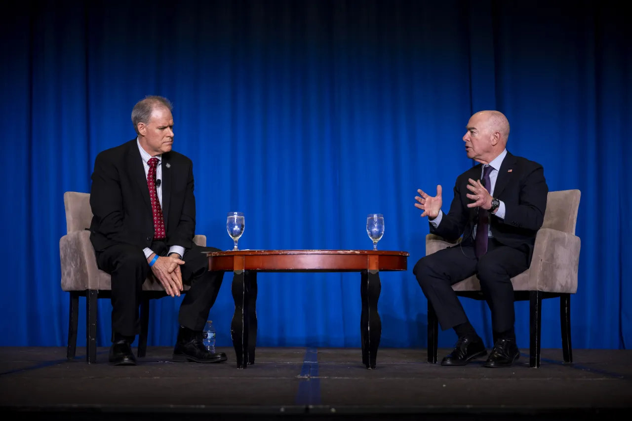 Image: DHS Secretary Alejandro Mayorkas Participates in a Fireside Chat at the National Fusion Center Association Annual Training Event (016)