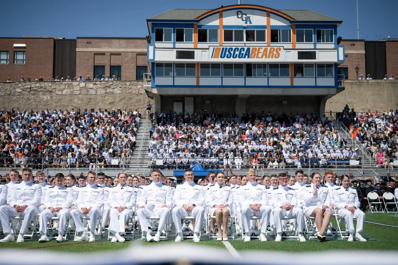 Image: DHS Secretary Alejandro Mayorkas Delivers Remarks at USCG Academy Commencement Address 2023 (023)