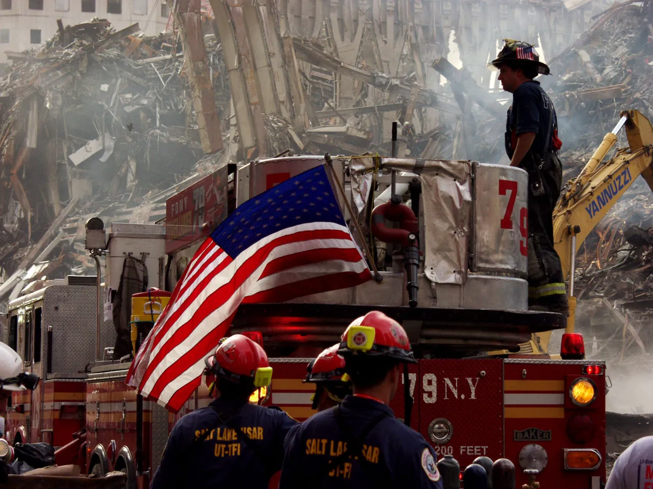 Image: 9/11 - Firefighters and Urban Search and Rescue teams prepare to enter Ground Zero
