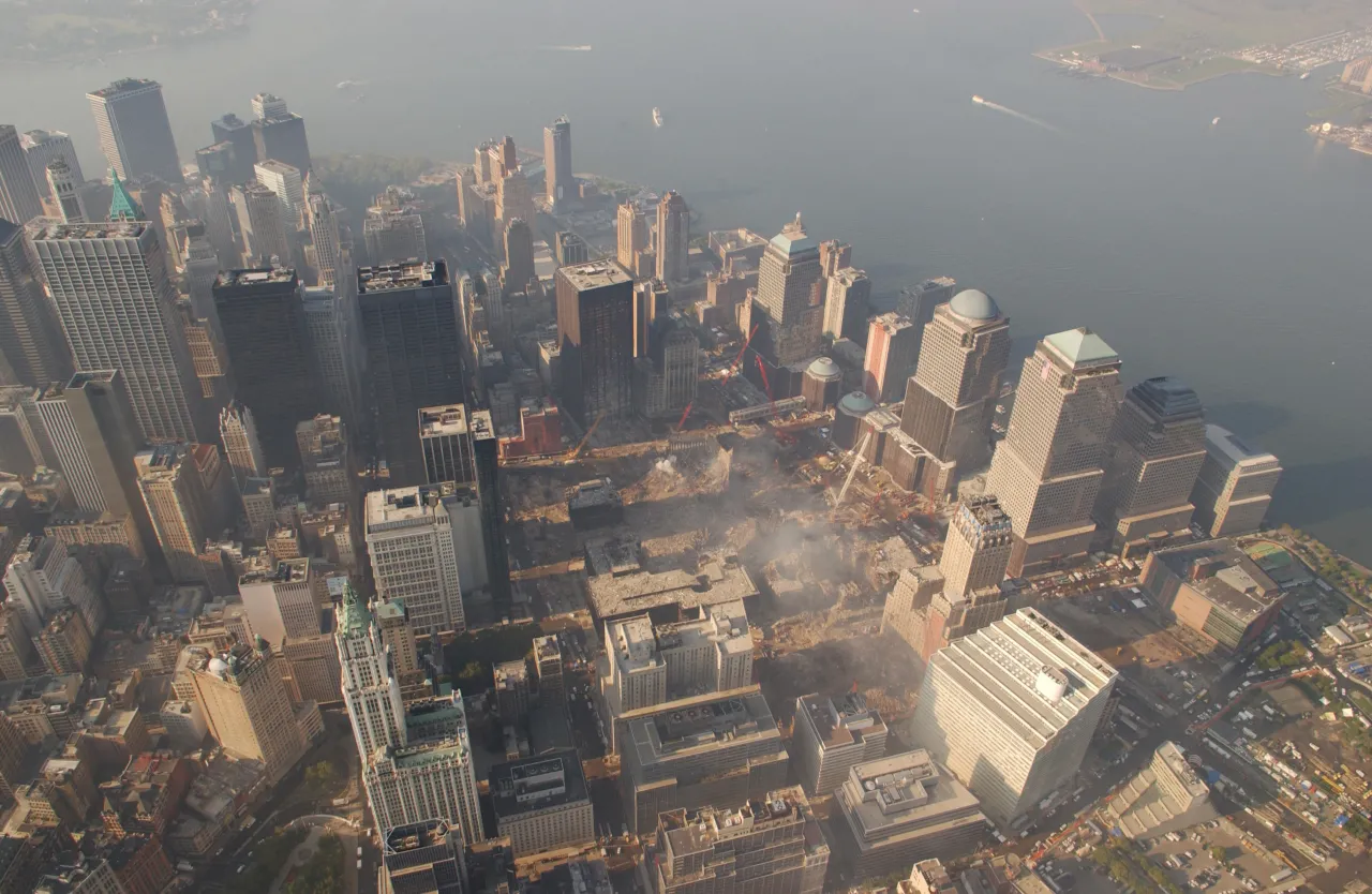 Image: 9/11 - An aerial view of recovery operations in lower Manhattan (2)