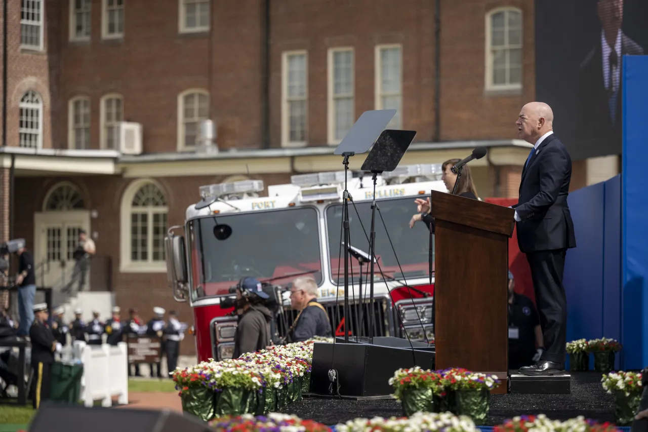 Image: DHS Secretary Alejandro Mayorkas Delivers Remarks During the National Fallen Firefighters Memorial Ceremony   (080)