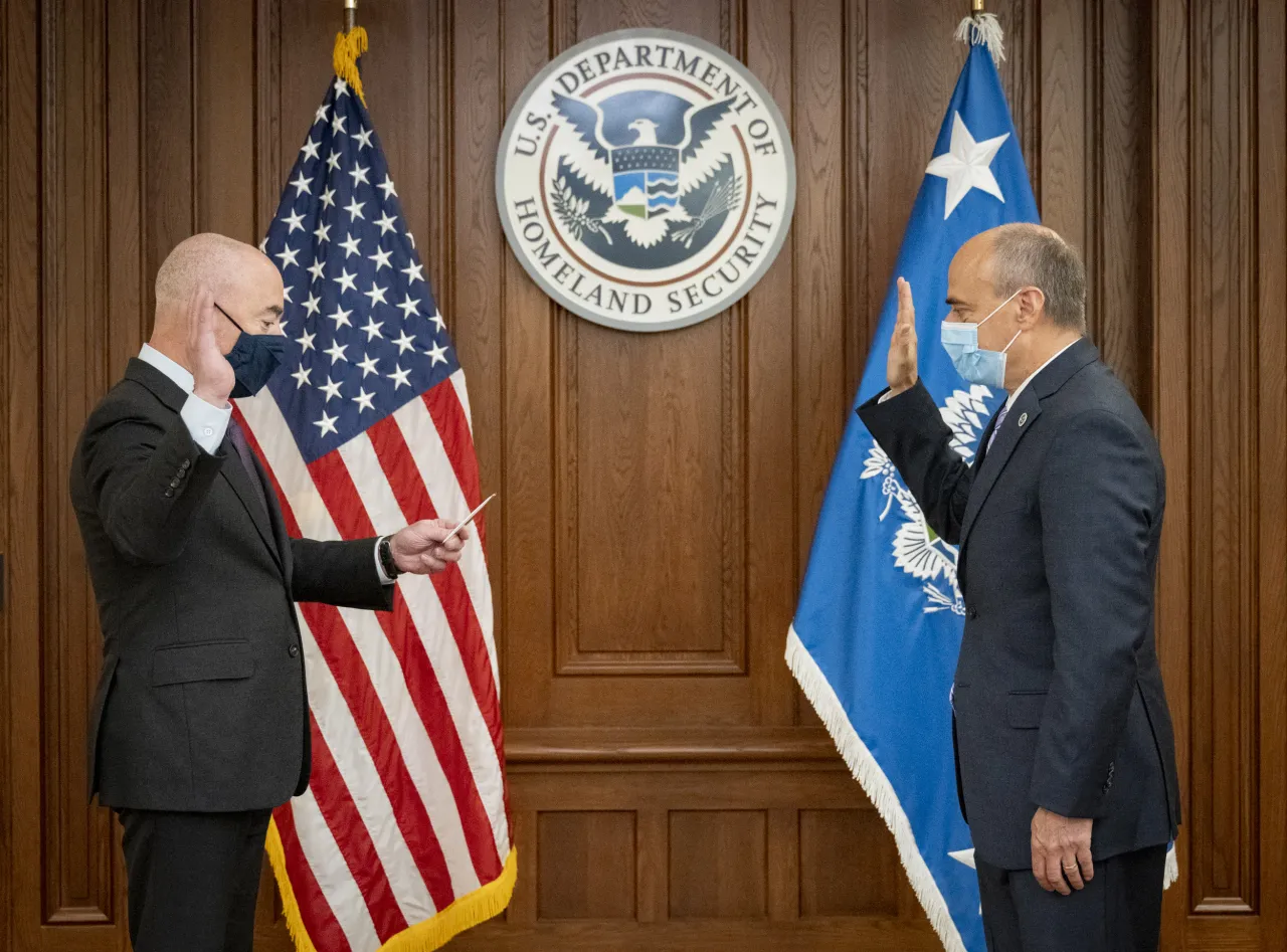Image: DHS Secretary Alejandro Mayorkas Swears In Jonathan Meyer (6)