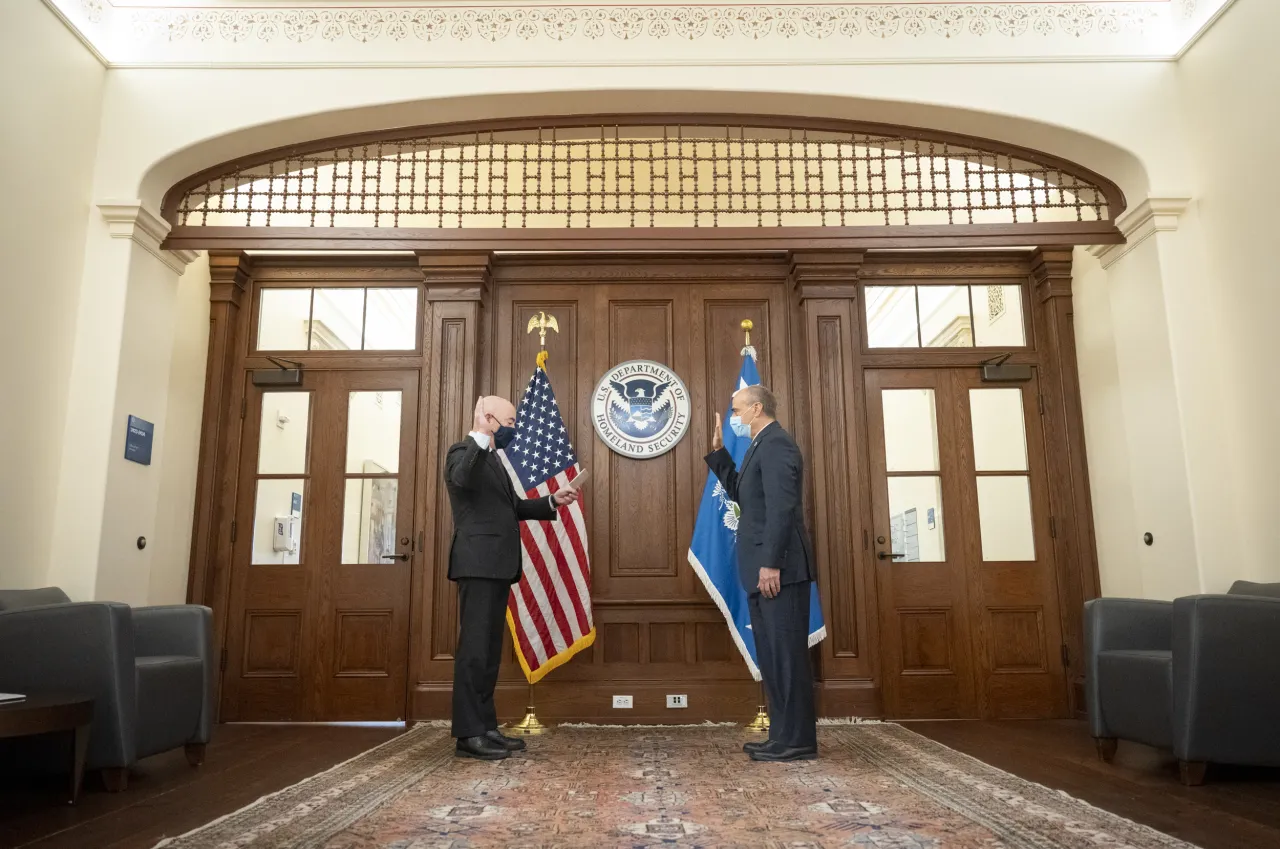 Image: DHS Secretary Alejandro Mayorkas Swears In Jonathan Meyer (9)
