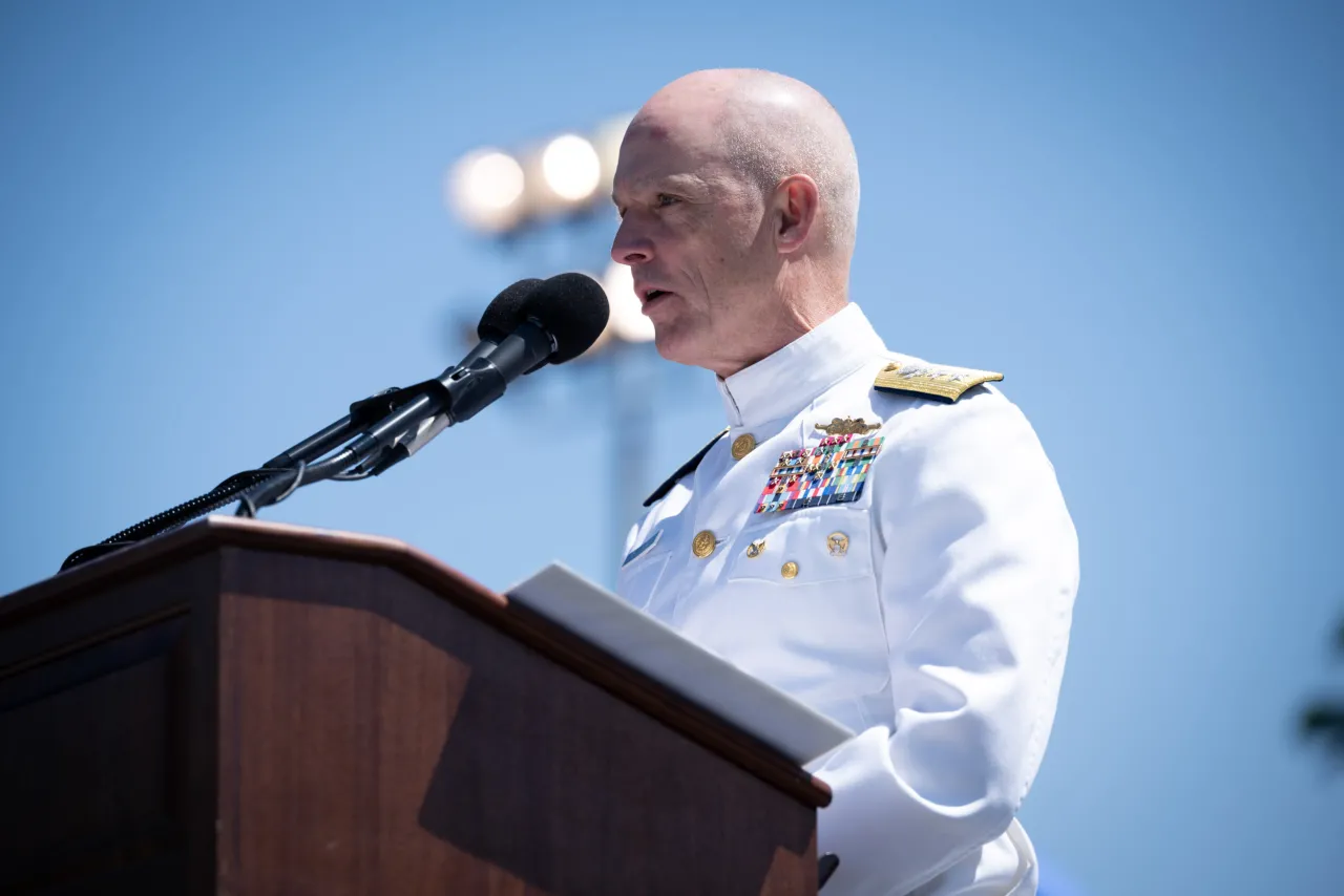 Image: DHS Secretary Alejandro Mayorkas Delivers Remarks at USCG Academy Commencement Address 2023 (022)