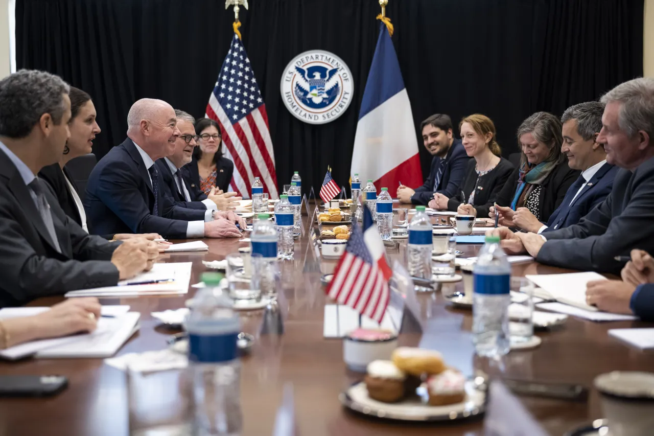 Image: DHS Secretary Alejandro Mayorkas Participates in a Bilateral Meeting with French Minister of Interior  (014)