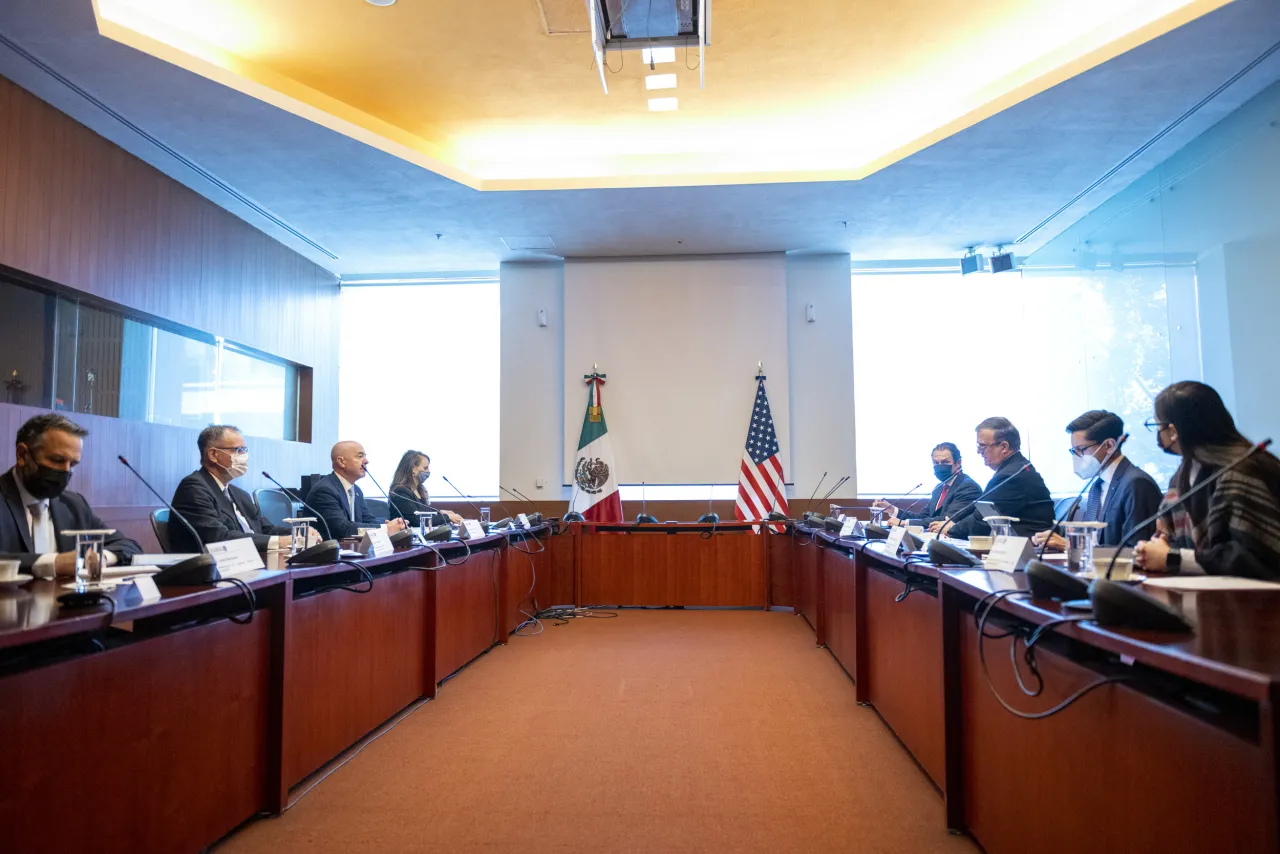 Image: Secretary Mayorkas meets with Secretaries Ebrard and Rodríguez