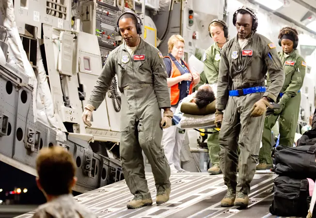 Image: National Disaster Medical System, Atlanta VA Medical Center staff from Aircraft