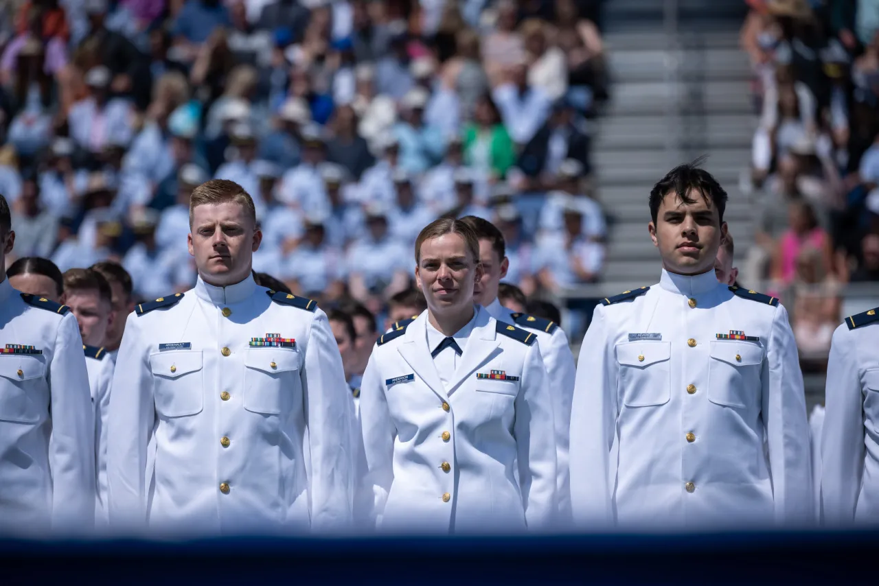 Image: DHS Secretary Alejandro Mayorkas Delivers Remarks at USCG Academy Commencement Address 2023 (005)