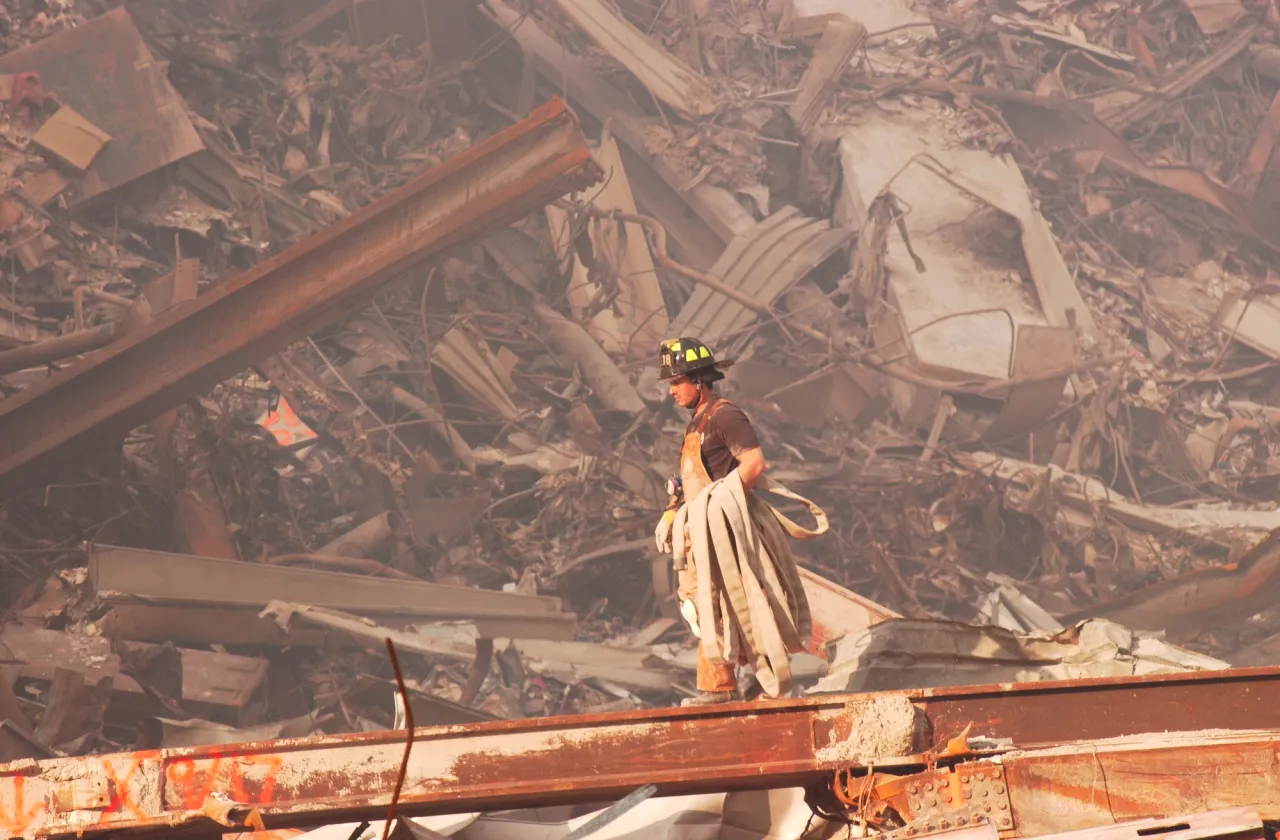 Image: 9/11 - FEMA Urban Search and Rescue teams work to clear rubble and search for survivors