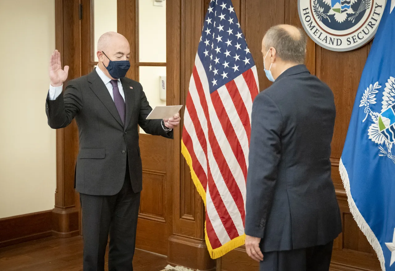 Image: DHS Secretary Alejandro Mayorkas Swears In Jonathan Meyer (8)