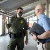 Image: DHS Secretary Alejandro Mayorkas Tours Ursula Processing Center (012)