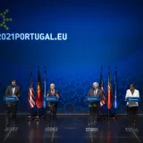Image: Secretary Mayorkas speaks at the U.S.-EU Justice and Home Affairs Ministerial in Portugal
