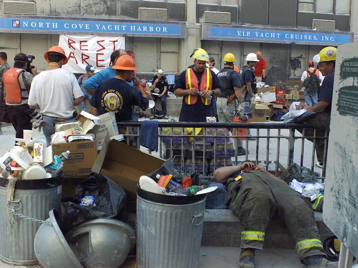 Image: Rescue Workers Gather Around Ground Zero
