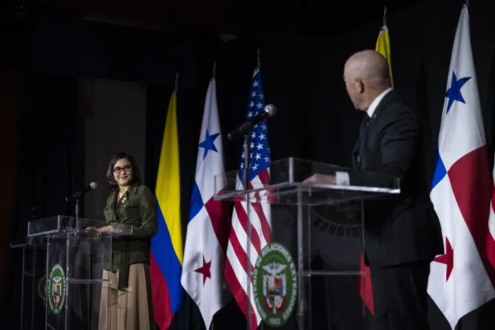 Image: DHS Secretary Alejandro Mayorkas Participates in a Joint Press Conference with the Minister of Foreign Affairs of Panama, Janaina Tewaney  (059)
