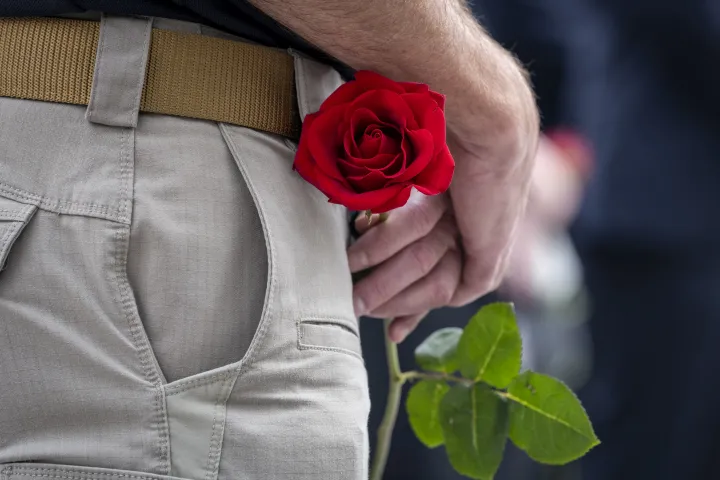 Image: Red Rose at the National Law Enforcement Memorial