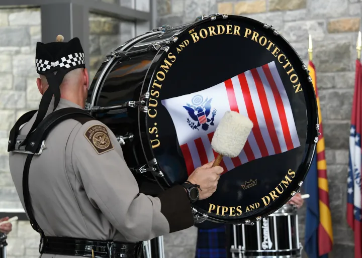 Image: U.S. Customs and Border Protection (CBP) Pipes and Drums Member Plays the Drum