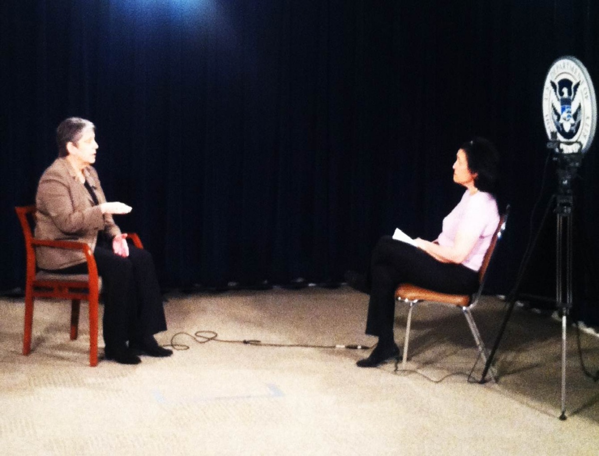 Secretary Napolitano sits for an interview