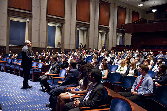Secretary Johnson speaks to interns on Capitol Hill