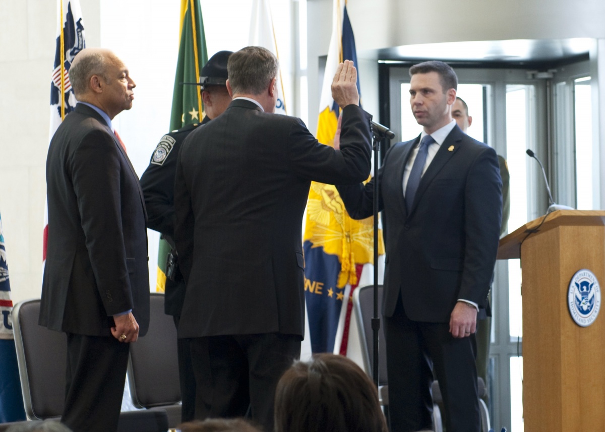 McAleenan being sworn into office.