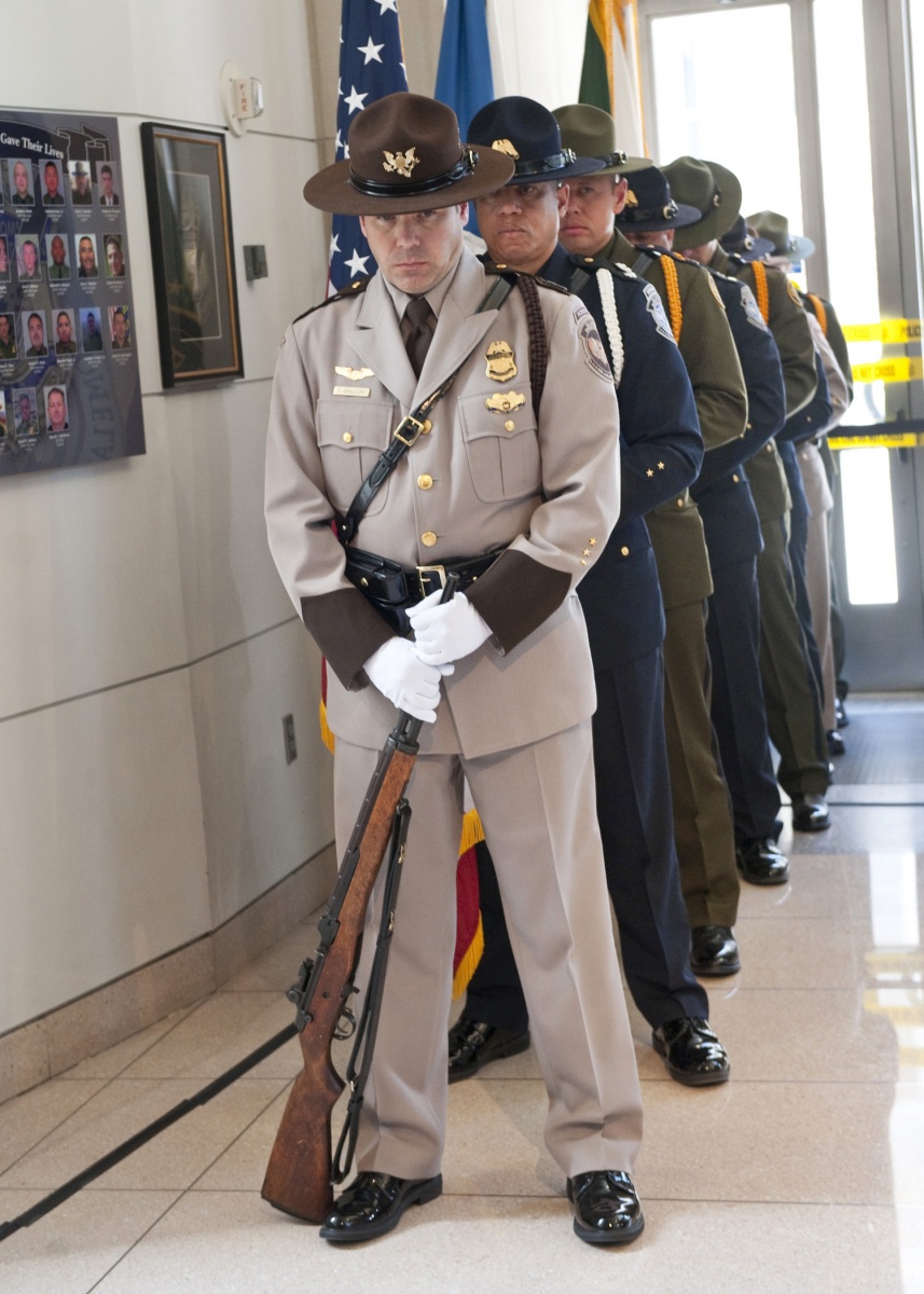 CBP officers standing at attention