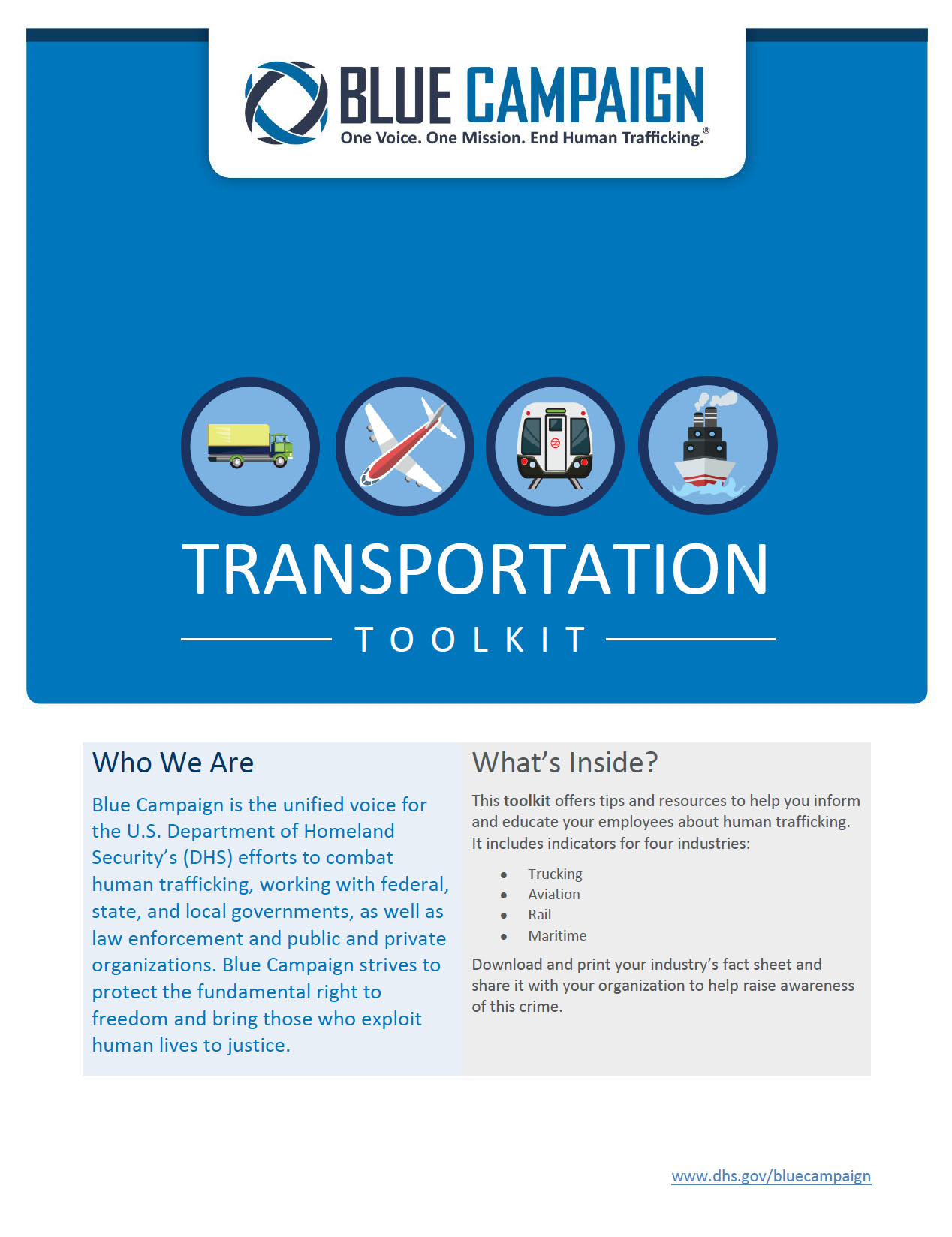 blue campaign transportation toolkit