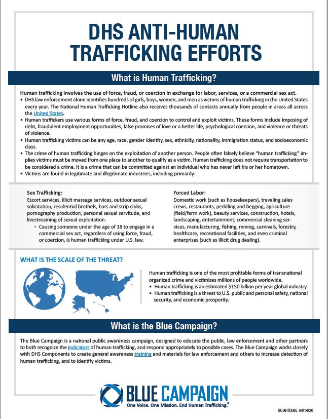 DHS Anti-Human Trafficking Efforts
