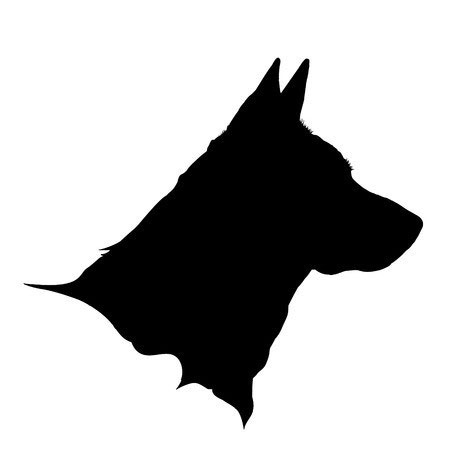 Black and white graphic of a dog