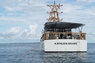 WPC 1109 (KATHLEEN MOORE) performs operations in the Caribbean Sea, December 2015.  U.S. Coast Guard photo.